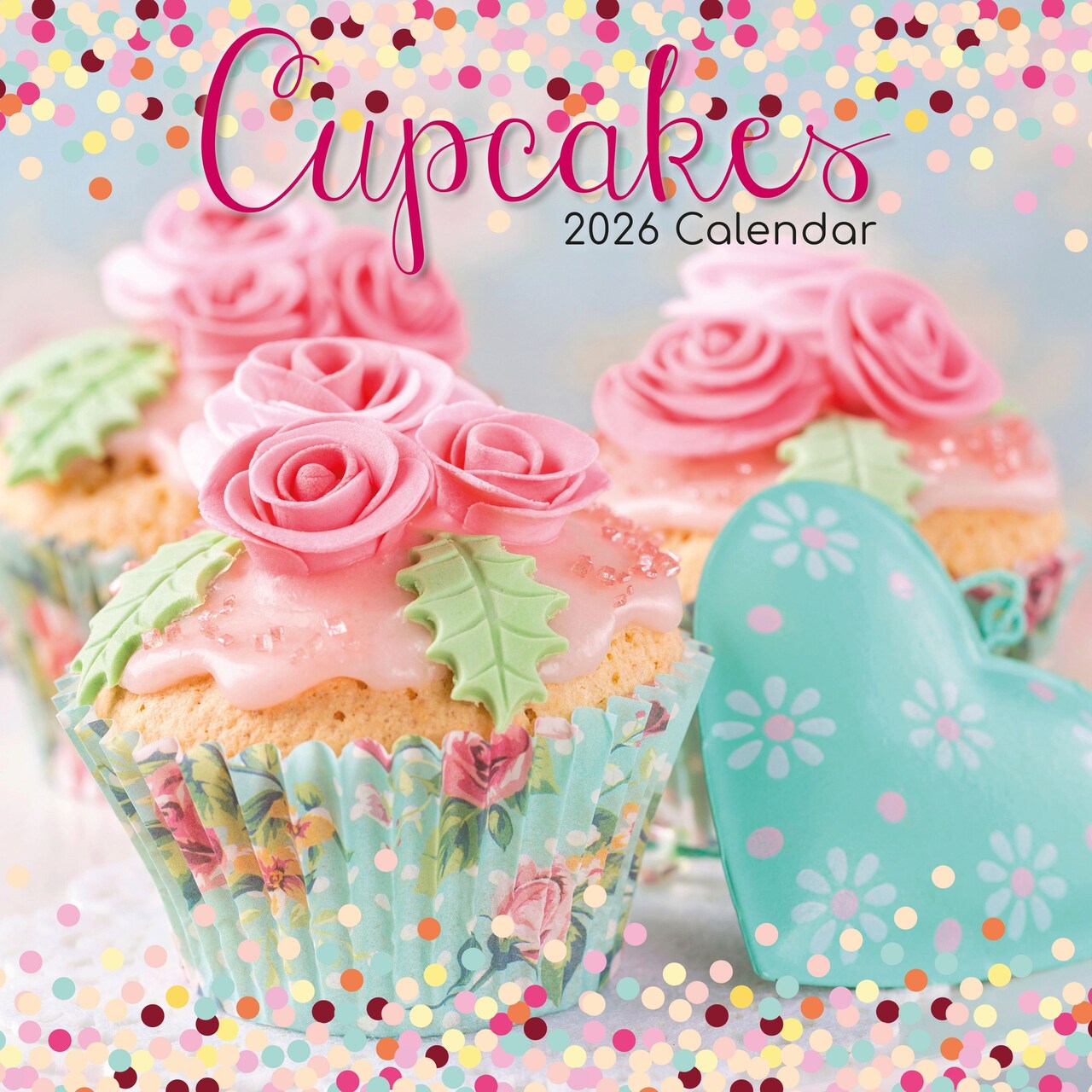 The Gifted Stationery 2026 Square Wall Calendar, Cupcakes, 16-Month Food Theme Hanging Calendar with 180 Reminder Stickers, Month Planner for Home, or Creative Spaces, 12x12 In
